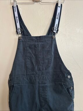 Dickies Discontinued Black Denim Overall Jumper with Elastic Logo Straps. Medium